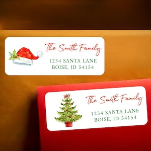 Adresstickers kerststickers, adresstickers voor de feestdagen, retouradresstickers, adresstickers kerstman
