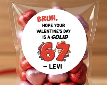 67 Valentine Stickers, Bruh Valentine Stickers, School Valentine Stickers, Bruh Valentine Labels, Classroom Valentines
