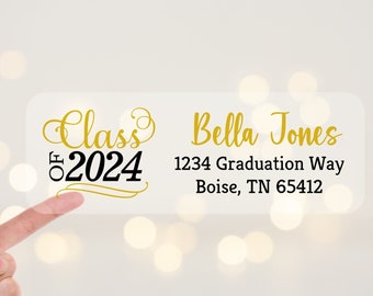 2024 Graduation Address Labels Stickers, Graduation Return Address Labels, Clear Address Labels