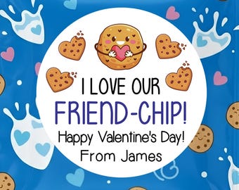 Classroom Valentine Stickers, Cookie Valentine Stickers, School Valentine Stickers, Non Candy Valentine Labels