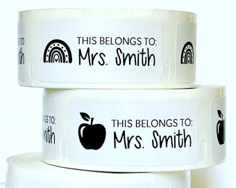 Teacher Labels, Teacher Book Stickers, Teacher Name Labels Roll, Personalized Name Labels