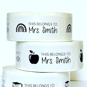 Teacher Labels, Teacher Book Stickers, Teacher Name Labels Roll, Personalized Name Labels