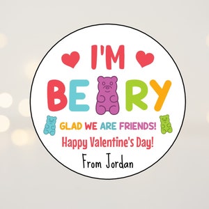 Classroom Valentine Stickers, Gummy Bear Valentine Stickers, School Valentine Stickers, Kids Valentine Labels