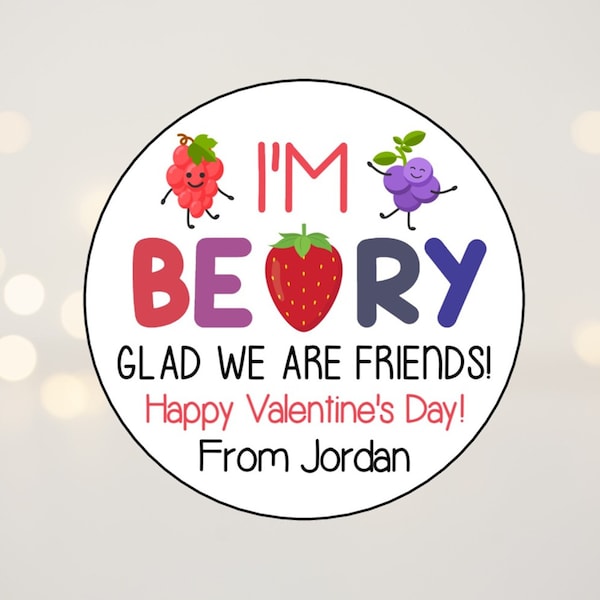 Classroom Valentine Stickers, Fruit Snack Valentine Stickers, School Valentine Stickers, Non Candy Valentine Labels