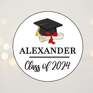 Class of 2024 Graduation Stickers, Graduation Envelope Seals, Thank You Stickers, Personalized Stickers, Graduation Gift Labels