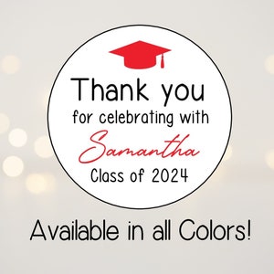 Class of 2024 Graduation Stickers, Graduation Favors, Thank You Stickers, Personalized Stickers, Graduation Gift Labels