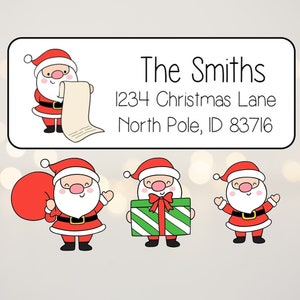 Christmas Address Labels Stickers, Santa Christmas Address Labels, Santa Return Address Labels