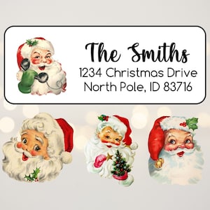 Kerst adresetiketten stickers, vintage kerst adresetiketten, adresstickers kerstman, adresstickers kerstman