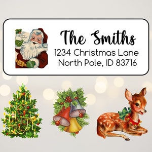 Christmas Address Labels Stickers, Vintage Christmas Address Labels, Return Address Labels