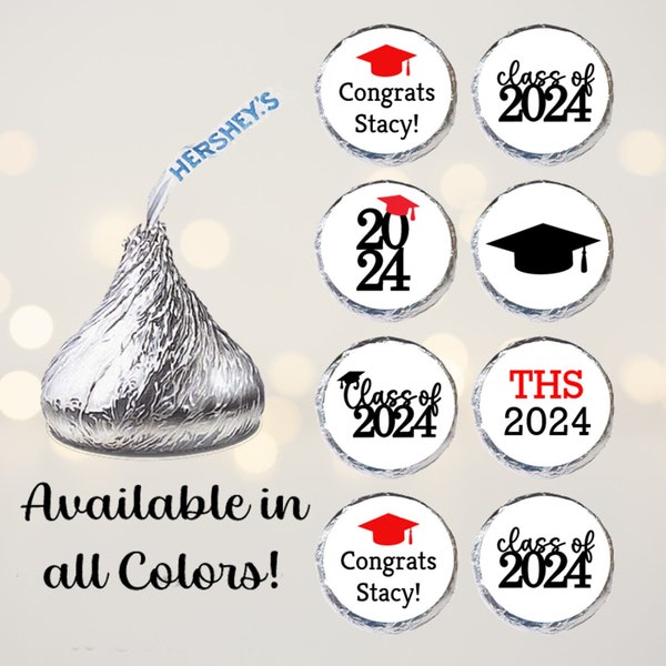 Graduation Stickers, Chocolate Kiss Stickers, Graduation Party Favors, Class of 2024