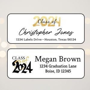 2024 Graduation Address Labels Stickers, Graduation Return Address Labels