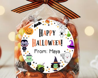 Pegatinas de Halloween, pegatinas de dulces de Halloween, pegatinas de truco o trato, etiquetas de Feliz Halloween
