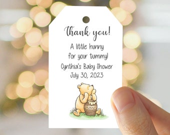 Pooh Bear Favor Tags, Pooh Bear Baby Shower Gift Tags, Thanks for Coming Tags