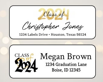 2024 Graduation Address Labels Stickers, Graduation Return Address Labels