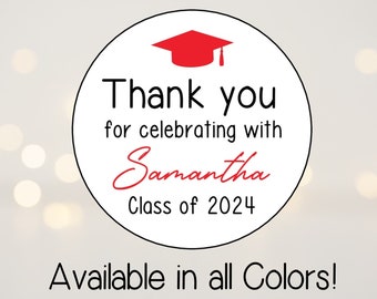 Class of 2024 Graduation Stickers, Graduation Favors, Thank You Stickers, Personalized Stickers, Graduation Gift Labels