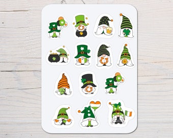 St. Patrick's Day Sticker Sheet, Planner Stickers, Journaling Stickers, Gnome Stickers