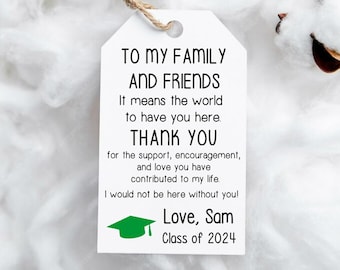 Class of 2024 Graduation Favor Tags, Graduation Gift Tags, Personalized Tags, Thank You Tags, Graduation Gifts