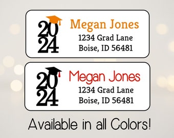 2024 Graduation Address Labels Stickers, Graduation Return Address Labels