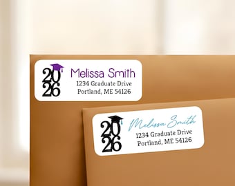 2026 Graduation Address Labels Stickers, Graduation Return Address Labels, Graduation Invitations, Personalized Address Labels