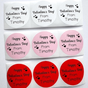 Happy Valentine&#39;s Day Stickers, Classroom Valentine Stickers, School Valentine Stickers, Treat Bag Valentine Labels, Personalized Stickers
