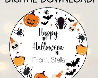 Instant Download Classroom Halloween Stickers, Candy Halloween Stickers, Trick or Treat Stickers, Happy Halloween Labels
