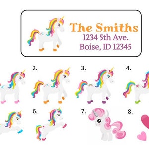 Unicorn Address Labels Stickers, 30 personalized labels!