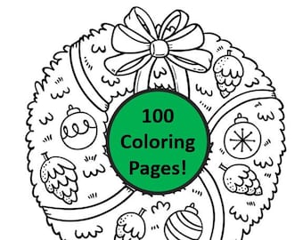 Christmas Coloring Pages, Christmas Coloring Book, Instant Download Christmas Coloring Pages