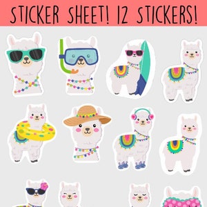 Llama Sticker Sheets, 12 Kiss Cut Stickers