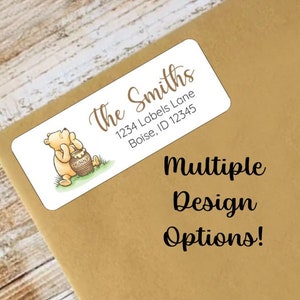 Pooh Bear Address Labels, Pooh Bear Address Stickers, Winnie mailing labels, Baby Shower Labels