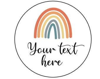 Rainbow Labels, Boho Rainbow Stickers, Personalized Rainbow Baby Shower Labels