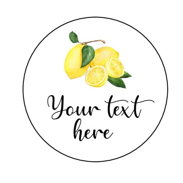 Lemon Bridal Shower Labels, Lemon Round Labels, Personalized Lemon Gift Labels