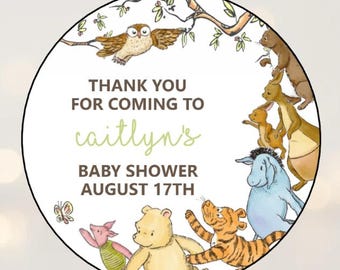 Puh-klistermärken, Puh-etiketter för babyshower, Nalle-honung-gåvoklistermärken