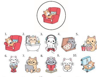 Cat Kitten Envelope Seals, Cat Stickers, Cat Treat Bag Labels