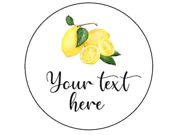 Lemon Bridal Shower Labels, Lemon Round Labels, Personalized Lemon Gift Labels