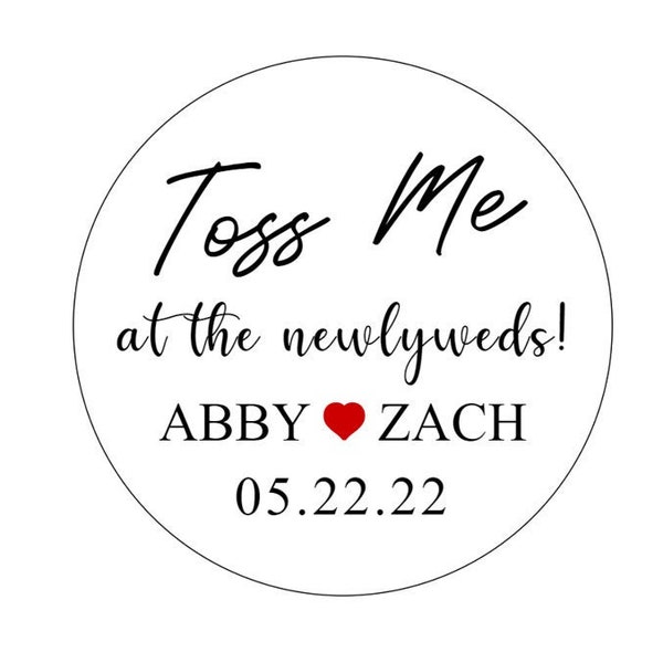 Toss Me Stickers, Wedding Favor Stickers, Personalized Wedding Stickers Labels