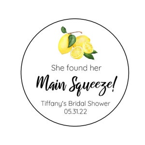 Lemon Bridal Shower Labels, Lemon Round Labels, Personalized Lemon Gift Labels