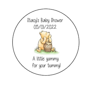 Pooh Bear Stickers, Pooh Bear Baby Shower Labels, Winnie Honey Favor Stickers