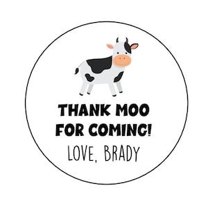 Cow Stickers, Cow Moo Stickers, Cow Favor Stickers, Personalized Cow Birthday Labels