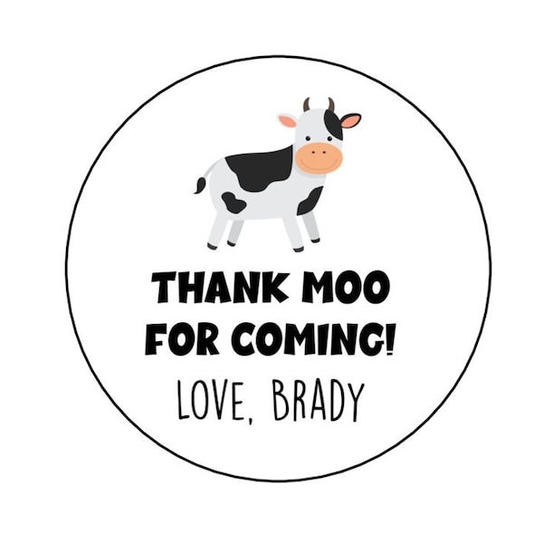 Cow Stickers, Cow Moo Stickers, Cow Favor Stickers, Personalized Cow Birthday Labels