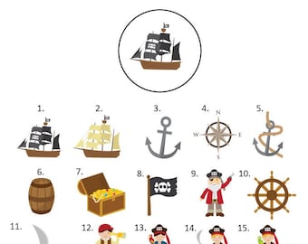 Pirate Stickers, Pirate Treat Bag Labels, Pirate Gift Bag Labels, Envelope Seals