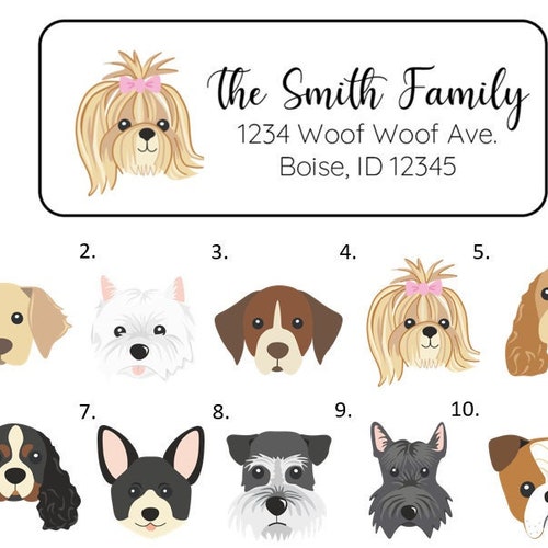 Dog Address Labels Stickers 30 Personalized Dog Breed Labels Etsy