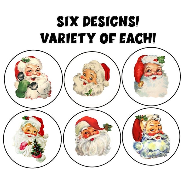 Christmas Labels, Santa Stickers, Christmas Envelope Seals, Vintage Santa Labels