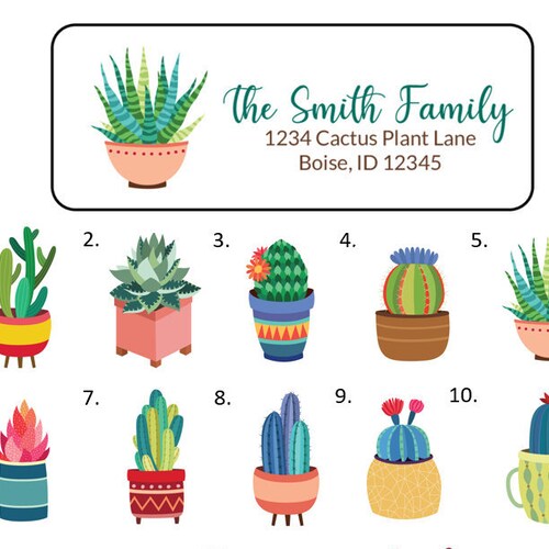 Cactus Succulent Desert Address Labels Stickers 30 Etsy