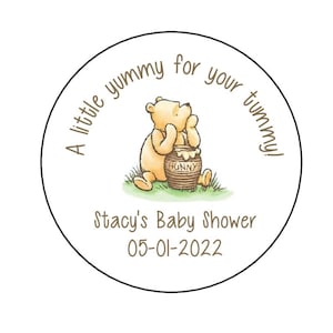 Pooh Bear Stickers, Pooh Bear Baby Shower Labels, Winnie Honey Favor Stickers