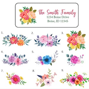 Flower Address Labels Stickers, Floral Return Address Labels, Personalized Address Labels