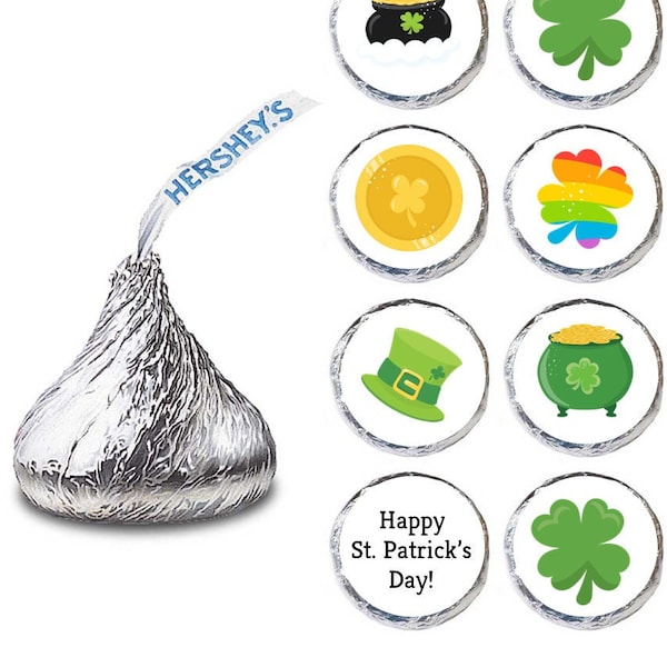 St. Patrick's Day Stickers, Chocolate Kiss Stickers, St. Patrick's Day Party Favors