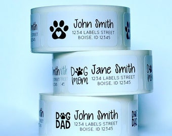 Rouleau d'étiquettes d'adresse pour chien, rouleau d'étiquettes de retour personnalisées, autocollants pour amoureux des chiens