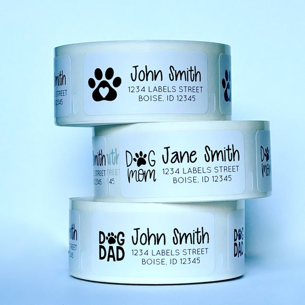 Dog Address Labels Roll, Personalized Return Labels Roll, Dog Lover Stickers