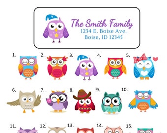 BRIGHT PRETTY OWL & FLOWER POWER DESIGN #33 ~ TALL RETURN ADDRESS LABELS BRIGHT PRETTY OWL & FLOWER POWER DESIGN #33 ~ TALL RETURN ADDRESS LABELS