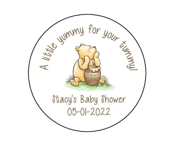 Pooh Bear Stickers, Pooh Bear Baby Shower Labels, Winnie Honey Favor Stickers